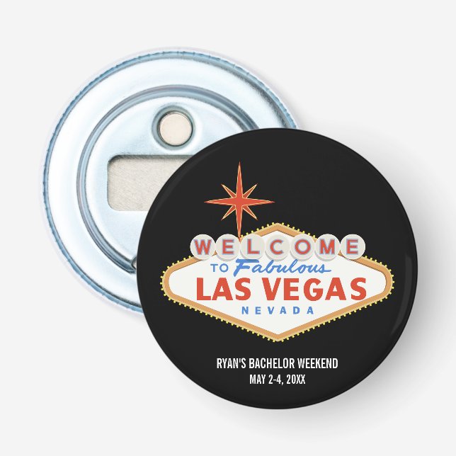 Las Vegas Bachelor Trip Weekend Favor Bottle Opener (Front)