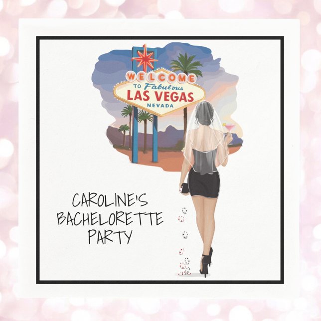 Las Vegas Bachelorette Black Hair Bride  Napkins (Creator Uploaded)
