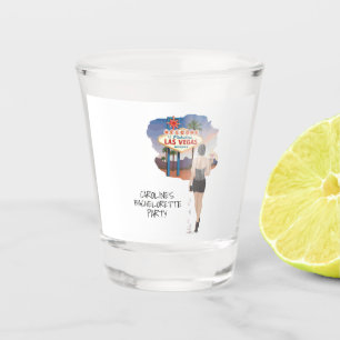 Las Vegas Bachelorette Black Hair Bride Shot Glass