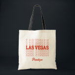 Las Vegas Bachelorette Bridesmaid Tote<br><div class="desc">Get ready for a memorable Las Vegas wedding experience with this customizable welcome tote bag that's color-customizable! It's the perfect gift tote that guests will actually want to keep. This sleek and practical tote features the words "Las Vegas" along with your names and date. The color is fully customizable within...</div>