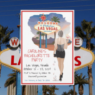 Las Vegas Bachelorette Brown Hair Bride Cosmo Invitation