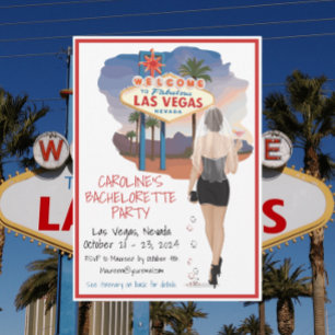 Las Vegas Bachelorette Brown Hair Bride Invitation