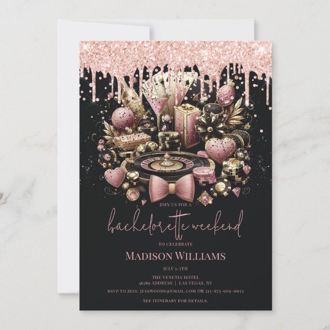 Las Vegas Bachelorette elegant Invitation (Front)