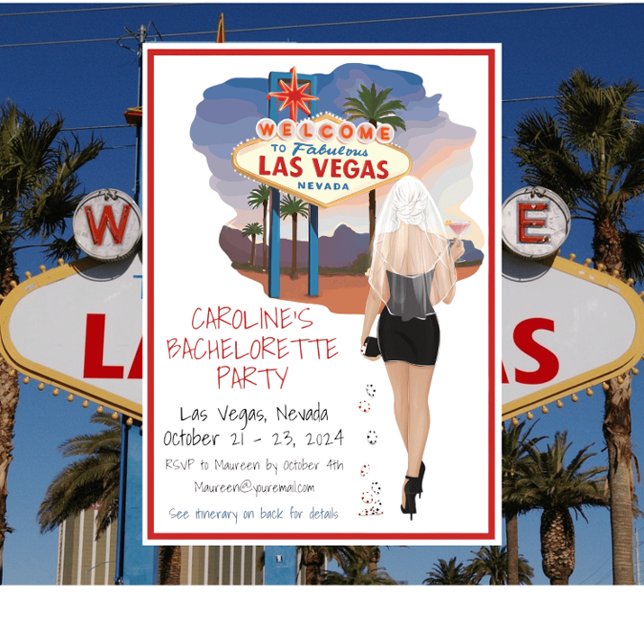 Las Vegas Bachelorette Party Blond Bride Invitation (Creator Uploaded)