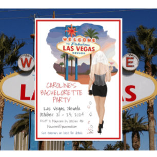 Las Vegas Bachelorette Party Blond Bride Itinerary Invitation