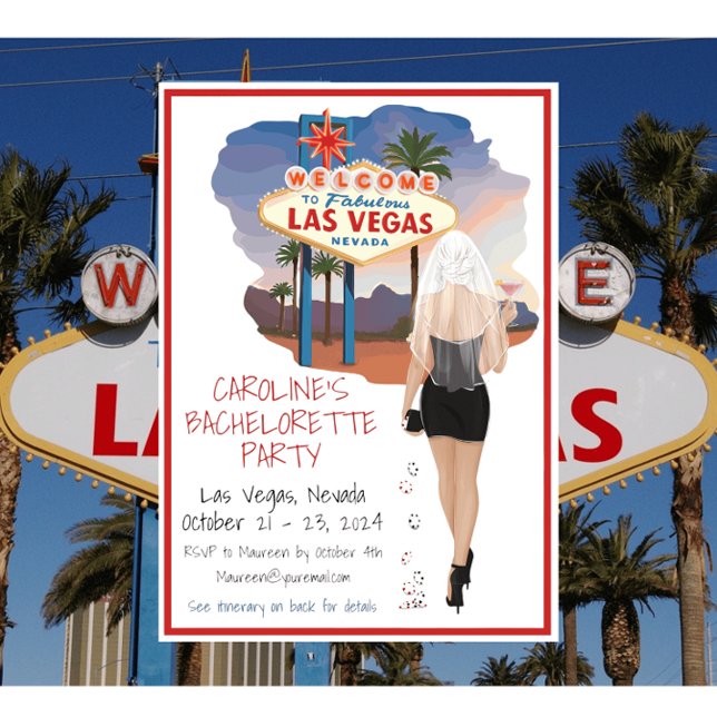 Las Vegas Bachelorette Party Blond Bride Itinerary Invitation (Creator Uploaded)