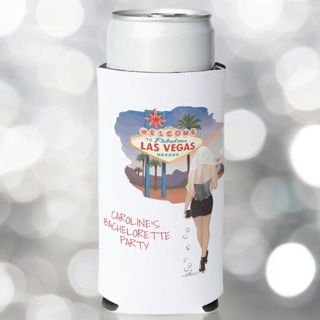 Las Vegas Bachelorette Party Blond Bride  Seltzer Can Cooler (Creator Uploaded)