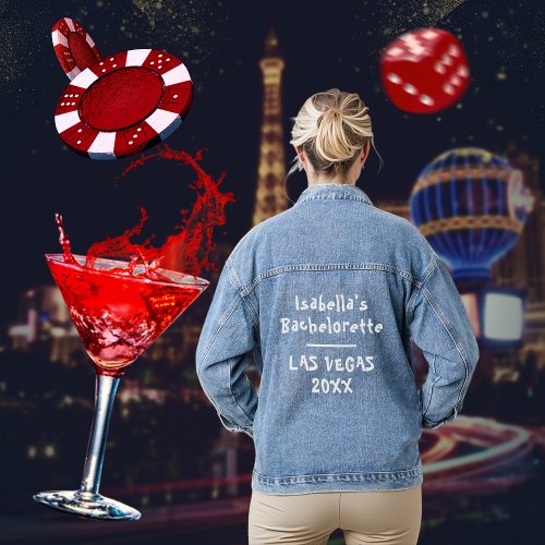 Las Vegas Bachelorette Party Bold Typography Denim Jacket