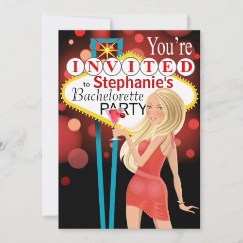 Las Vegas Bachelorette Party coral Invitation