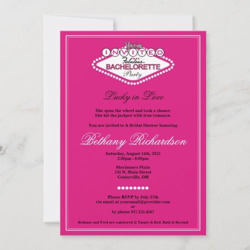 Las Vegas Bachelorette Party Invitation - Hot Pink