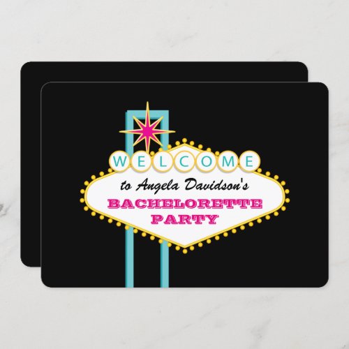 Las Vegas Bachelorette Party Pink Sign Invitation