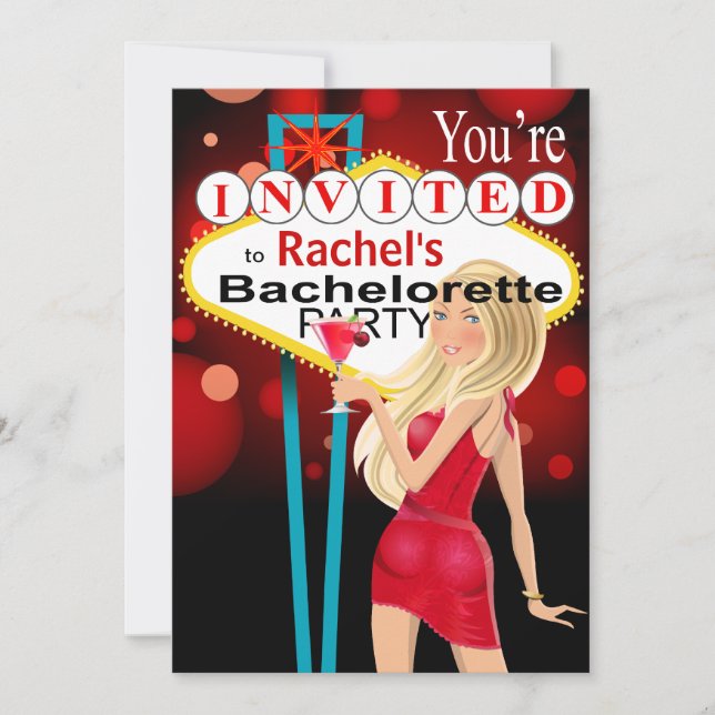 Las Vegas Bachelorette Party red Invitation (Front)