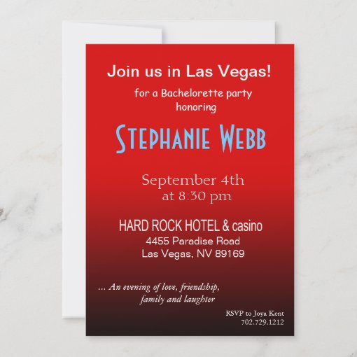 Las Vegas Bachelorette Party red Invitation | Zazzle