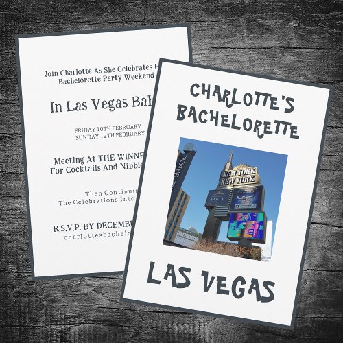 Las Vegas Bachelorette Party White Invitation