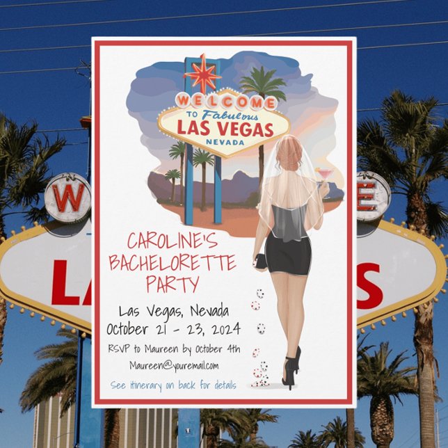 Las Vegas Bachelorette Red Hair Bride Itinerary Invitation (Creator Uploaded)