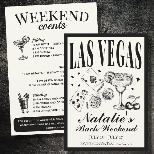 Las Vegas Bachelorette Social Cocktail Itinerary Invitation