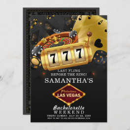 Las Vegas Bachelorette Weekend Party Black Gold Invitation