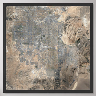 Las Vegas Big Map Satellite Terrain View Framed Art