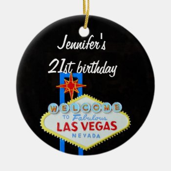 Las Vegas Birthday 21 Pendant Ceramic Ornament by Rebecca_Reeder at Zazzle