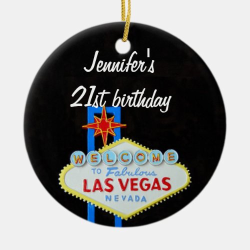 Las Vegas Birthday 21 Pendant Ceramic Ornament