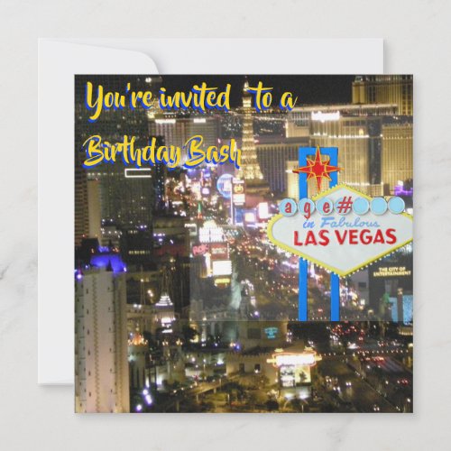Las Vegas Birthday Bash any age on welcome sign Invitation
