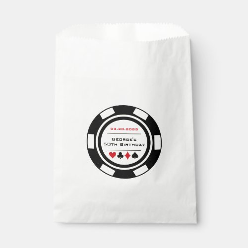 Las Vegas Birthday Black and White Poker Chip Favor Bag
