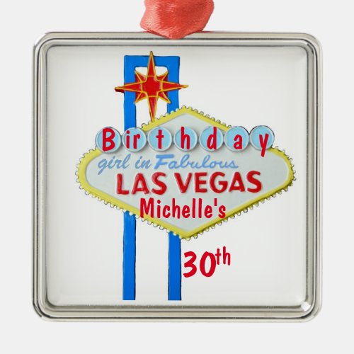 Las Vegas Birthday Celebration Pendant Metal Ornament