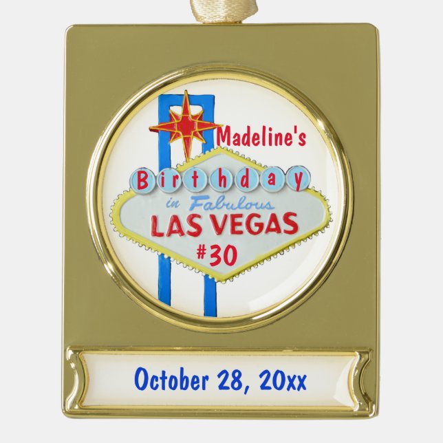 Las Vegas Birthday Favor Metal Ornament (Front)