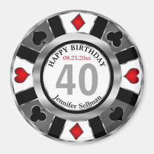 Las Vegas Birthday in Pretty Silver Magnet