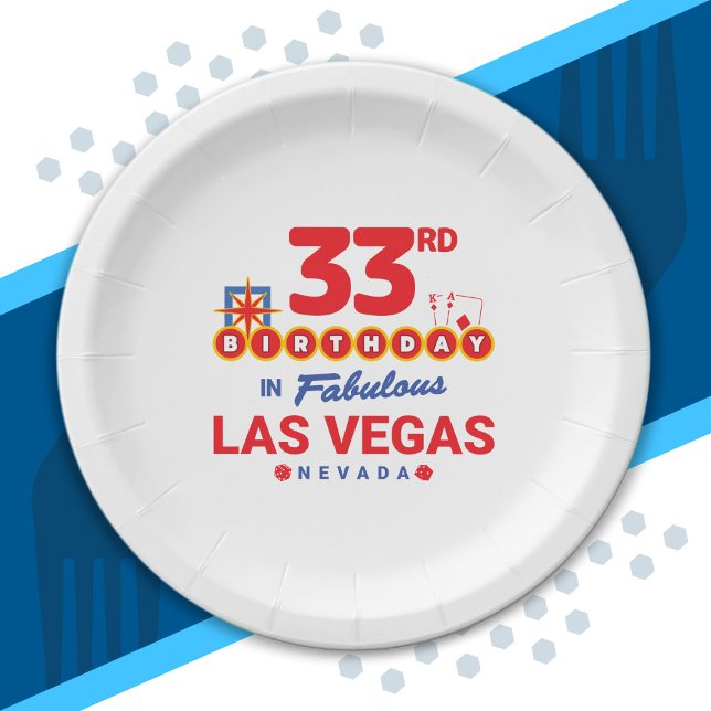 Las Vegas Birthday Party - 33rd Birthday In Vegas Paper Plates (Creator Uploaded)