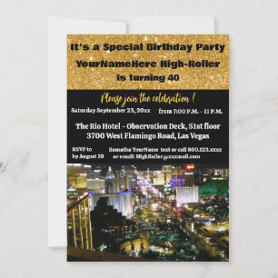 Las Vegas Birthday Party 40th Invitation