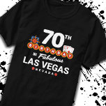 Las Vegas Birthday Party - 70th Birthday In Vegas T-Shirt<br><div class="desc">Planning your 70th birthday in Vegas? This Welcome to Las Vegas sign style design is the perfect way for a 70 year old to celebrate with a birthday party in Vegas! Great for a girls' trip or birthday squad coming to Vegas for a weekend getaway or vacation. Features "70th Birthday...</div>