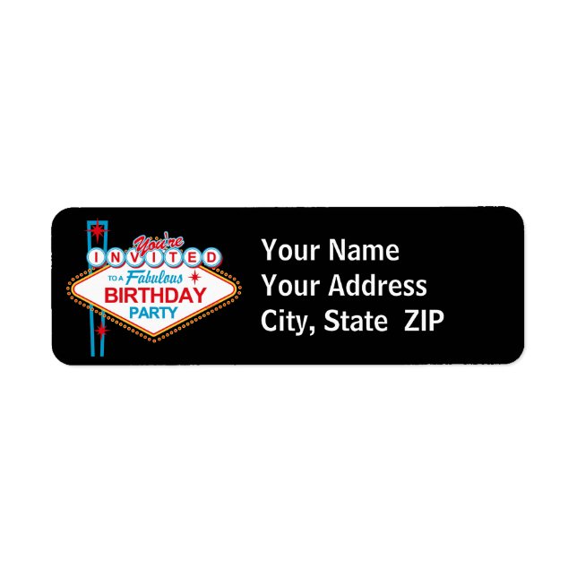 Las Vegas Birthday Party Address Label (Front)
