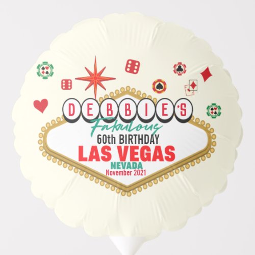 Las Vegas Birthday Party Customizable Matching  Balloon
