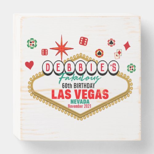 Las Vegas Birthday Party Customizable Wooden Box Sign
