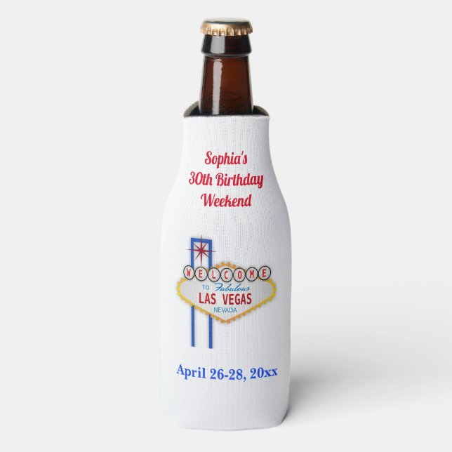 Las Vegas Birthday Party Favor Bottle Cooler (Bottle Front)
