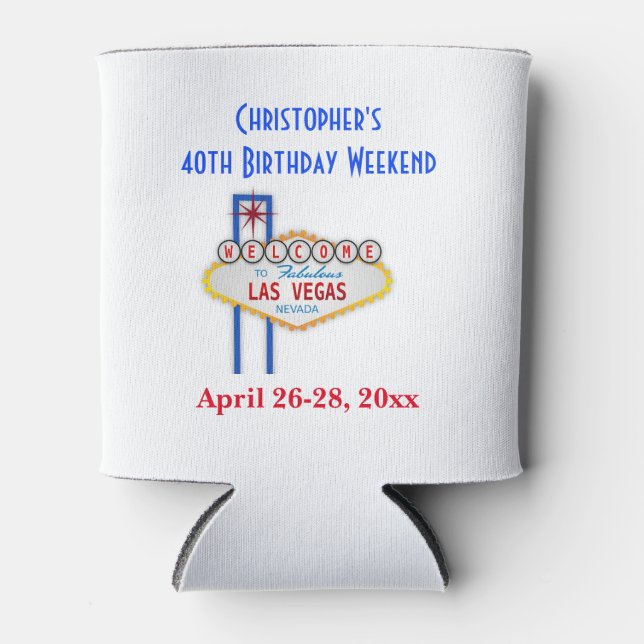 Las Vegas Birthday Party Favor Can Cooler (Front)