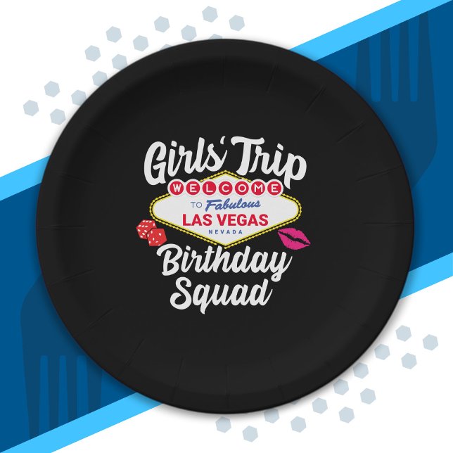 Las Vegas Birthday Party - Girls Trip Bday Squad Paper Plates (Creator Uploaded)