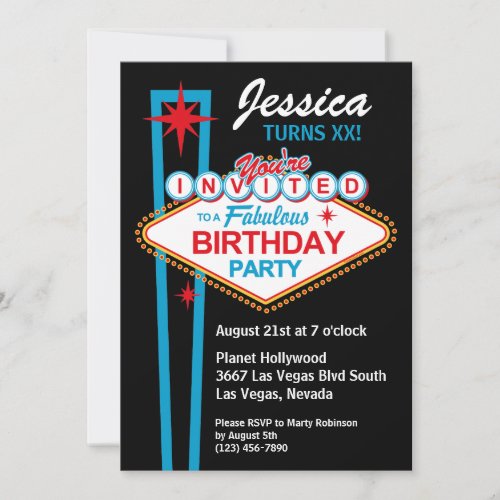 Las Vegas Birthday Party Invitation