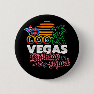 Las Vegas Birthday Party Retro Sun Birthday Squad Button