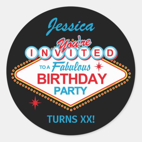 Las Vegas Birthday Party Stickers