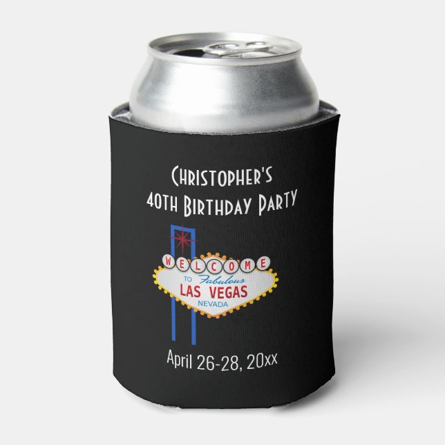Las Vegas Birthday Party Trip Favor Can Cooler (Can Front)