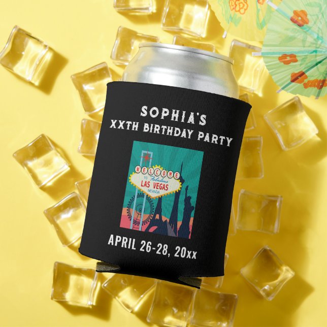 Las Vegas Birthday Party Trip Favor Can Cooler (In Situ Summer)