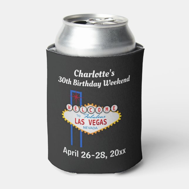 Las Vegas Birthday Party Trip Favor Can Cooler (Can Front)