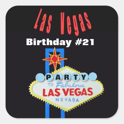 Las Vegas Birthday Square Sticker