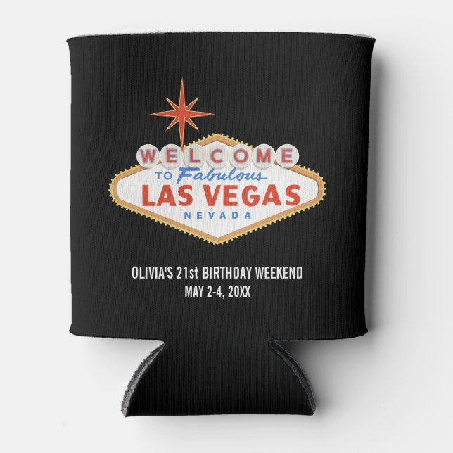 Las Vegas Birthday Weekend Party Favor Custom Can Cooler (Front)