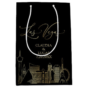 Las Vegas Black and Gold Wedding Medium Gift Bag