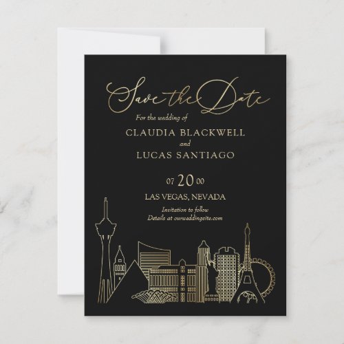 Las Vegas Black and Gold Wedding Save The Date