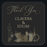 Las Vegas Black and Gold Wedding Square Sticker<br><div class="desc">Glitzy and glamorous,  just like Sin City itself!</div>