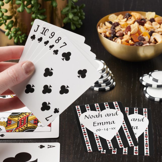 Las Vegas Black and Red Wedding Poker Cards (In Situ)